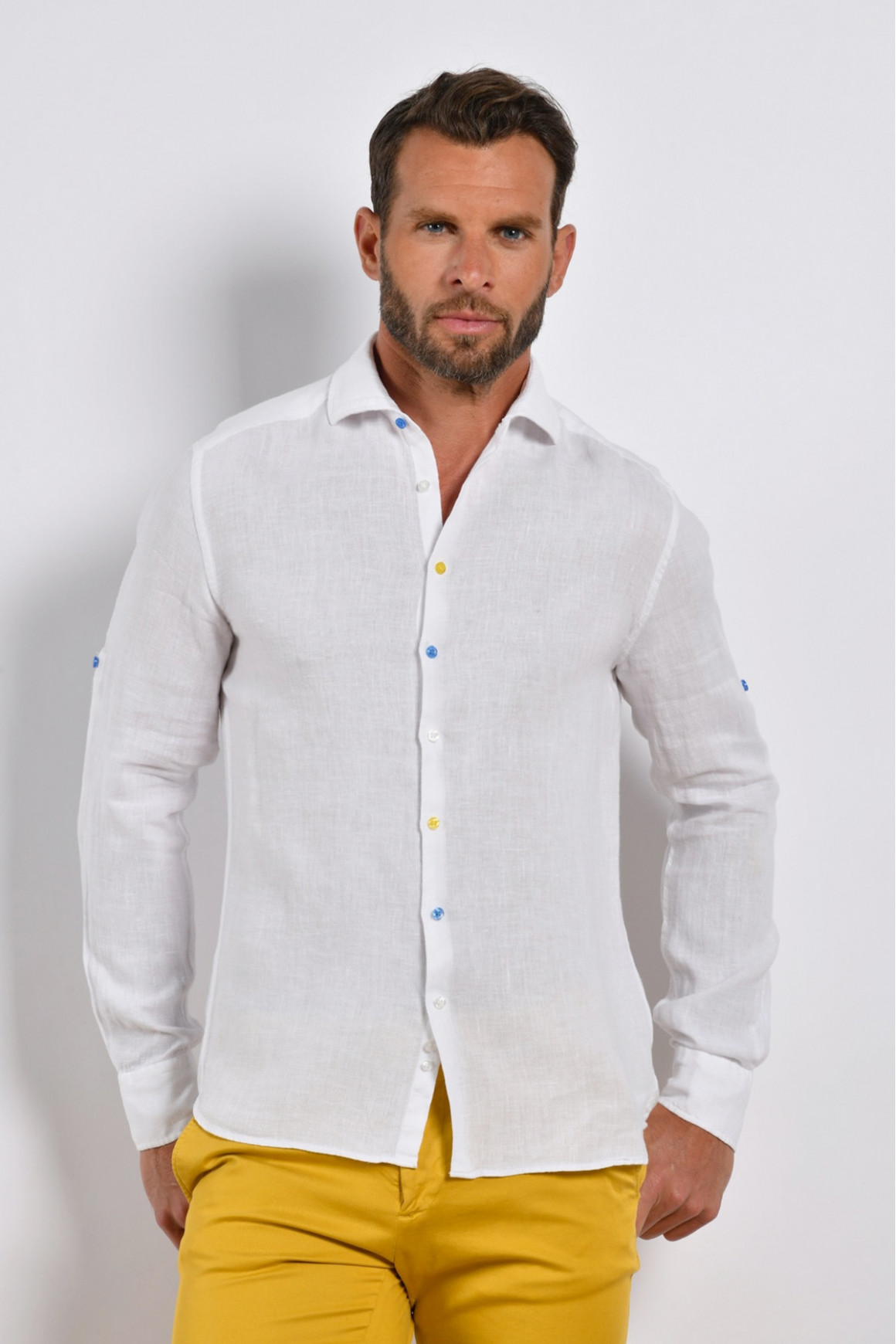 Chemise Unie En Lin Pour Homme